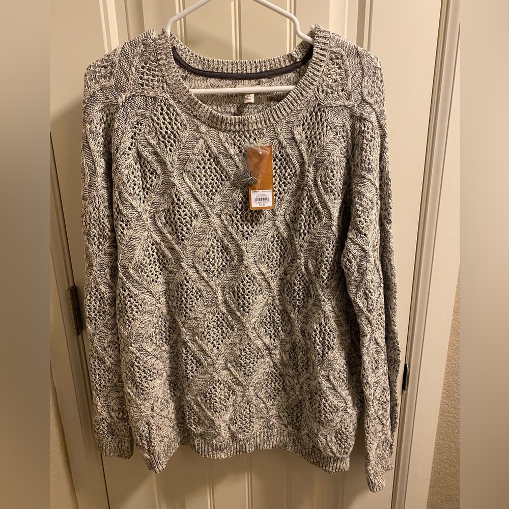 NWT Sonoma XL Sweater Marble Gray Cable Knit Pullover